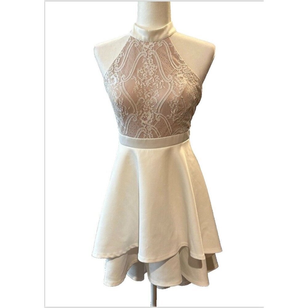 Jodi Kristopher Juniors Dress Nude lace Size 9 Formal Prom Party Cocktail